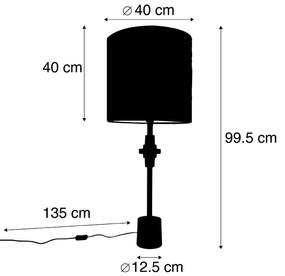 Tafellamp brons velours kap vlinder dessin 40 cm - Diverso Art Deco E27 cilinder / rond Binnenverlichting Lamp