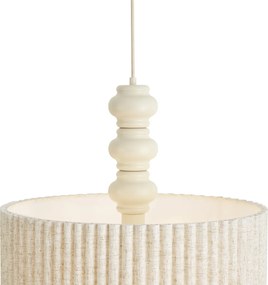 Japandi hanglamp beige met linnen kap 3-lichts - Fedde