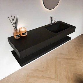 Zaro Alan badmeubel 130cm met planchet urban en vrijhangende wastafel cloud rechts 1 kraangat urban
