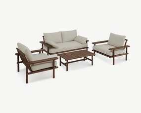 The Outsider Stoel-Bank Loungeset - Laruna - Acaciahout - Vintage Bruin / Wit - The Outsider