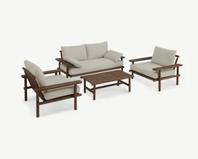 The Outsider Stoel-Bank Loungeset - Laruna - Acaciahout - Vintage Bruin / Wit - The Outsider