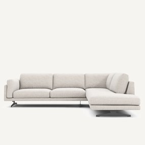 Hoekbank met longchair, in gespikkeld canvas, CÉSAR