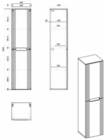 Comad Fiji kolomkast 40x35x165cm wit