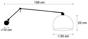 Wandlamp zwart met kap wit 30 cm verstelbaar - Blitz Modern E27 Binnenverlichting Lamp