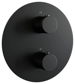 Brauer Black Carving thermostatische inbouw regendouche met staafhanddouche, rechte muurarm en hoofddouche 20cm set 73 zwart mat