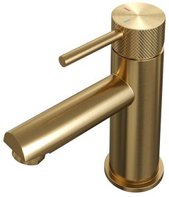 Brauer Gold Carving wastafelkraan met lange, ronde handgreep en ColdStart geborsteld messing PVD