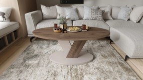 LOVA Noten Elegant/Beige Taupe - OVALE SALONTAFEL 110x60 cm MODERNE KOFFIETAFEL