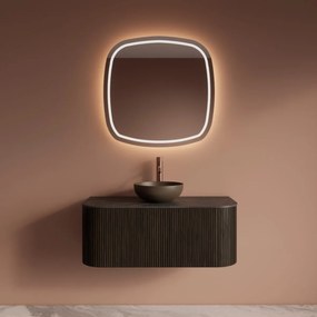 Gliss Design Alluro badmeubel ribbelfront met ronding links/rechts 100cm charcoal en zwart leisteen toppaneel