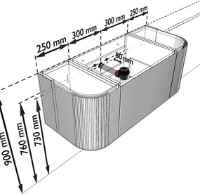 Mondiaz Kurve 110cm badmeubel ronding links/rechts walnut met 1 lade en 2 deuren en wastafel cloud midden 1 kraangat urban