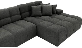 Goossens Excellent Bank Kubus - 30 X 30 Cm Stiksel zwart, stof, 1,5-zits, modern design met chaise longue rechts