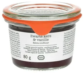Confiture, zwarte kers/vanille, 80 gram