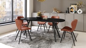 ALMO 100 Zwarte/Zwarte poten - RONDE LOFT/INDUSTRIËLE TAFEL VOOR WOONKAMER/EETKAMER, UITSCHUIFBAAR