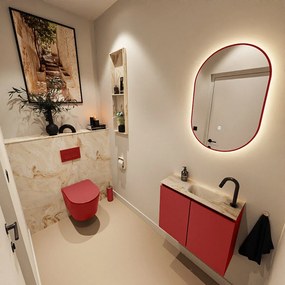 Mondiaz Ture DLux toiletmeubel 60cm fire met wastafel frappe rechts met kraangat