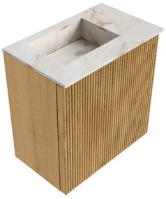 Mondiaz Joya DLux 40cm toiletmeubel oak met wastafel faye links 1 kraangat frappe