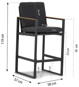 Barstoel Aluminium Grijs-antraciet Santika Soray  antraciet