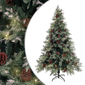 vidaXL Kerstboom met LED's en dennenappels 120 cm PVC en PE groen wit