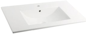 Muebles Raya badmeubel ribbelfront 80cm walnoot met witte wastafel met kraangat