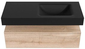 Zaro Alan badmeubel 110cm washed oak 1 lade met vrijhangende wastafel cloud rechts zonder kraangat urban