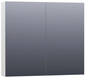 Saniclass Plain Spiegelkast - 80x70x15cm - 2 links/rechtsdraaiende spiegeldeuren - MDF - hoogglans wit SK-PL80HW