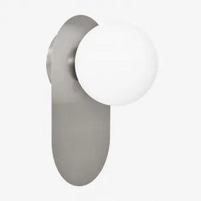 Badkamerwandlamp In Roestvrij Staal En Nacariel-glas Grijs – Chroom & ↑25 Cm - Sklum