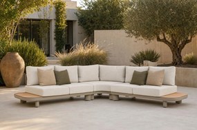 Hoek loungeset 5 personen Aluminium/Rope /Teak Taupe Santika Furniture Santika