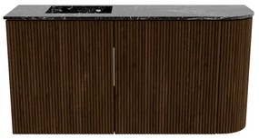 Mondiaz Joya DLux 80cm toiletmeubel ronding rechts walnut met wastafel faye links zonder kraangat lava