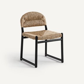 Stoel in massief gelakt eik en stro, Lyla