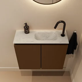 Mondiaz Ture DLux toiletmeubel 60cm rust met wastafel opalo rechts met kraangat