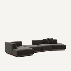 Open hoekbank links XL in chenille fluweel, JACOPO