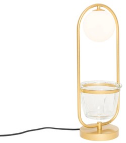 Art deco tafellamp goud met wit glas - Isabella
