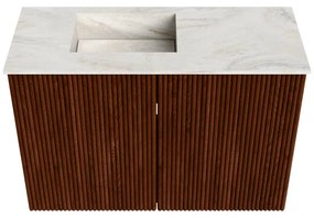 Mondiaz Joya DLux 60cm toiletmeubel ruby met wastafel faye links zonder kraangat ostra