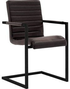Goossens Eetkamerstoel Sturdy Leer donkergrijs leer met armleuning, urban industrieel