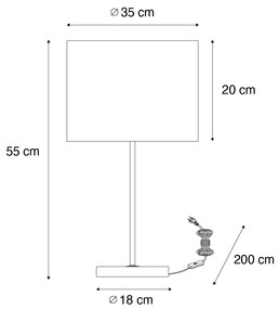 Tafellamp messing met grijze kap 35 cm - Kaso Modern E27 rond Binnenverlichting Lamp