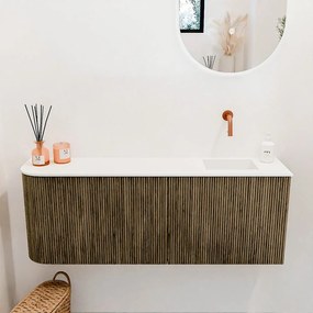Mondiaz Joya 110cm toiletmeubel ronding links dusk met wastafel faye rechts zonder kraangat talc