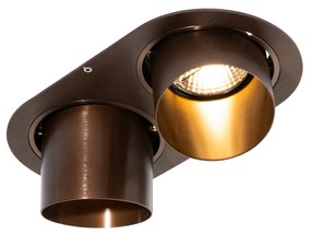 Afgeronde inbouwspot donkerbrons GU10 70mm kantelbaar 2-lichts - Installa Modern GU10 ovaal Binnenverlichting Lamp