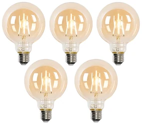 Set van 5 Smart E27 LED lamp G95 goud 4,9W 470 lm 1800-4000K