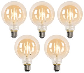 Set van 5 Smart E27 LED lamp G95 goud 4,9W 470 lm 1800-4000K