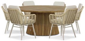 Tuinset Ronde Tuintafel 6 personen 180 cm Aluminium/wicker Taupe Coco Antoni/Fungo