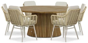 Tuinset Ronde Tuintafel 6 personen 180 cm Aluminium/wicker Taupe Coco Antoni/Fungo