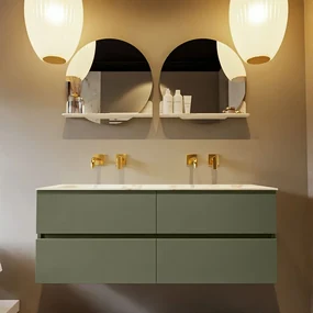 Mondiaz Vica DLux badmeubel 130cm army 4 lades met wastafel frappe dubbel zonder kraangat