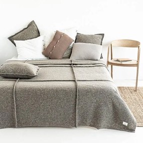 Sprei / deken taupe, wol, Wave, 2 persoons (240-260 cm)