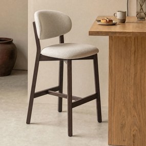 Luxe Barstoel Walnoot En Taupe Stof