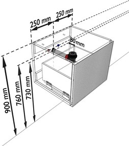 Mondiaz Kurve-dlux 50cm badmeubel ruby met 1 lade en wastafel grunne midden 1 kraangat ostra