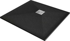 Mexen Stone+ composiet vierkant douchebak 90 x 90 cm, zwart - 44709090