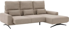 Goossens Excellent Bank Princess bruin, stof, 3-zits, elegant chic met chaise longue rechts