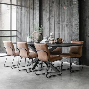 DTP Home Timeless Black Eettafel Zwart Teak Met Kruispoot 210 Cm - 210 X 100cm.