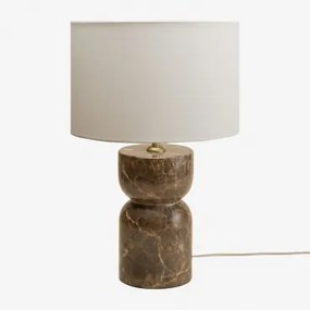 Diniz Tafellamp Bruin Emperador Marmer & ↑25 Cm & Wit Ø30 Cm - ↑20 Cm Arlina - Sklum