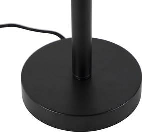 Tafellamp zwart met ovale velours kap zwart 35cm - Simplo