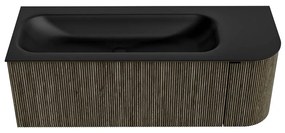 Mondiaz Kurve 125cm badmeubel ronding rechts shadow met 1 lade en deur en wastafel big medium kraangat links urban