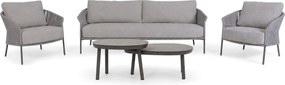 Stoel en Bank Loungeset 5 personen Rope Grijs 4 Seasons Outdoor Florence/Livo